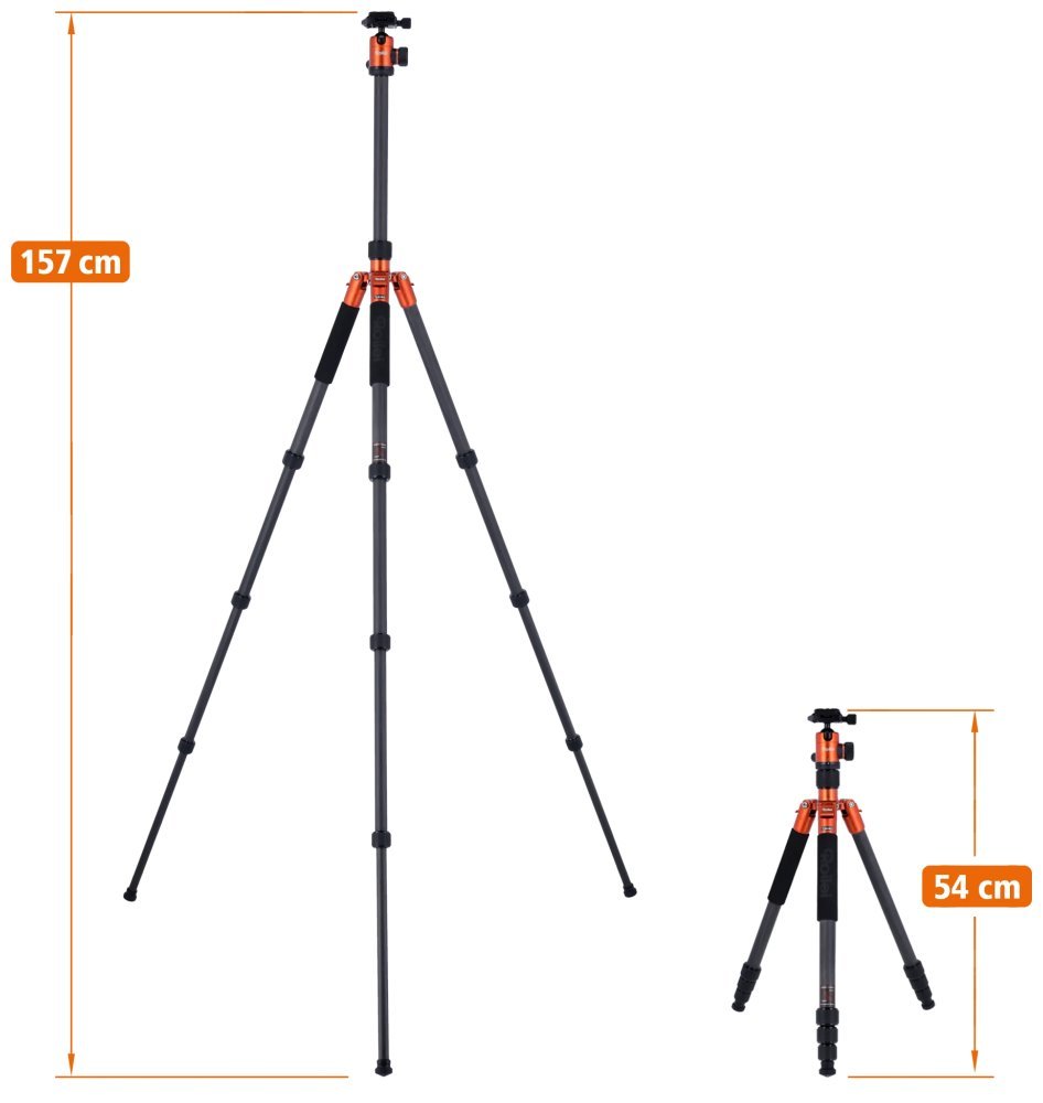 Rollei Stativ C5i Karbon/ 22610/ Zátěž 8kg/ Vytažený 157,5 cm/ Karbon/ Oranžový