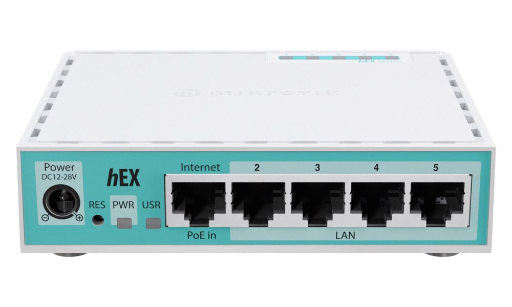 MikroTik E50UG hEX, 2x 950 MHz, 512 MB RAM, 5x GbE, L4