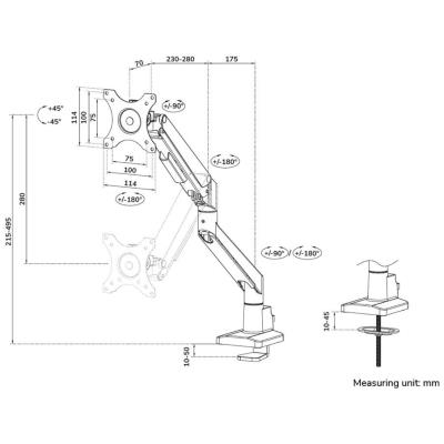 Neomounts  DS70-250SL1 Neomounts NEXT Slim Desk Mount, single display (topfix clamp/grommet), silver