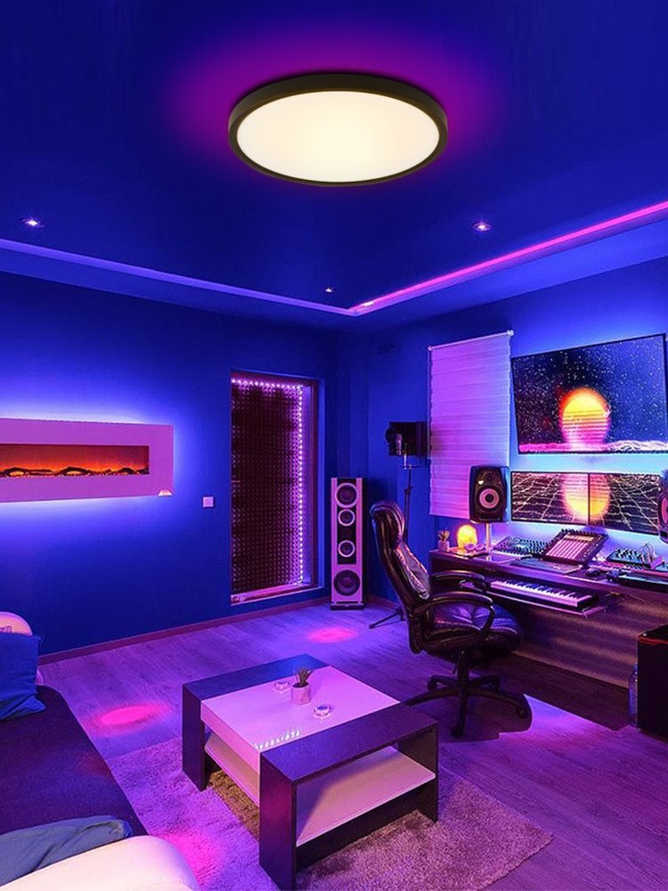 IMMAX NEO LITE TUDO SMART stropní svítidlo RGB podsvícení 60cm 65W s podporou BEACON, Wi-Fi, TUYA, černé