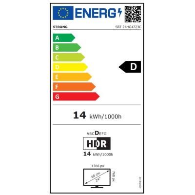 STRONG SMART LED TV 24"/ SRT24HG4723C/ HDR/ 1366x768/ DVB-T2/C/S2/ H.265/HEVC/ 2xHDMI/ USB/ Wi-Fi/ LAN/ 12V/ D/ GoogleTV