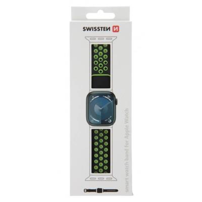 Swissten řemínek pro apple watch silikonový - sport 38 / 40 / 41 mm černo/zelený