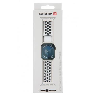 Swissten řemínek pro apple watch silikonový - sport 38 / 40 / 41 mm platinovo/černý