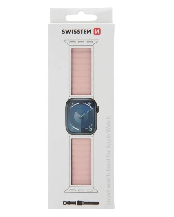 Swissten řemínek pro apple watch silikonový - magnetic 38 / 40 / 41 mm růžovo/cappuccino