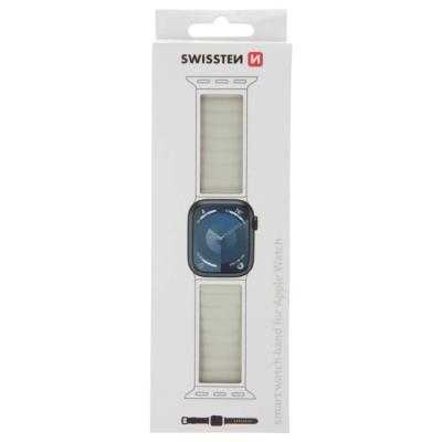 Swissten řemínek pro apple watch silikonový - magnetic 38 / 40 / 41 mm bílá / cappuccino
