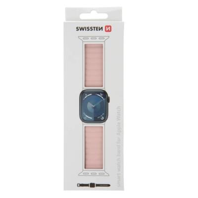 Swissten řemínek pro apple watch silikonový - magnetic 38 / 40 / 41 mm růžovo/cappuccino