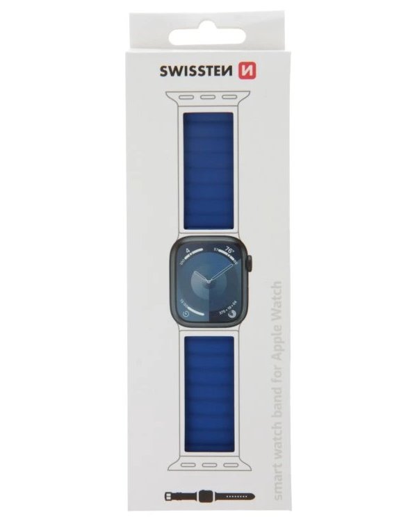 Swissten řemínek pro apple watch silikonový - magnetic 42 / 44 / 45 / 49 mm modro/černý