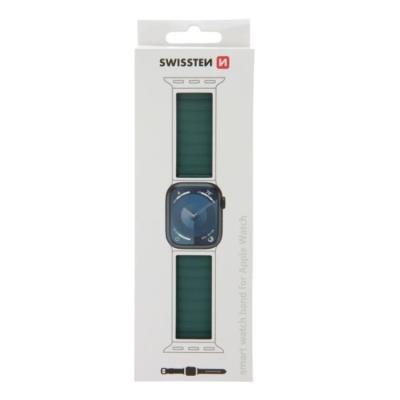 Swissten řemínek pro apple watch silikonový - magnetic 42 / 44 / 45 / 49 mm zeleno/šedý