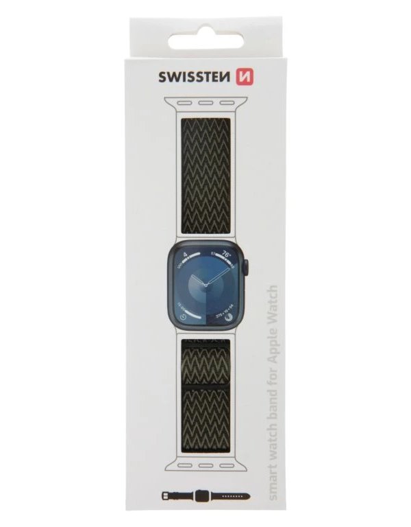 Swissten řemínek pro apple watch nylonový 42 / 44 / 45 / 49 mm khaki (se sponou)