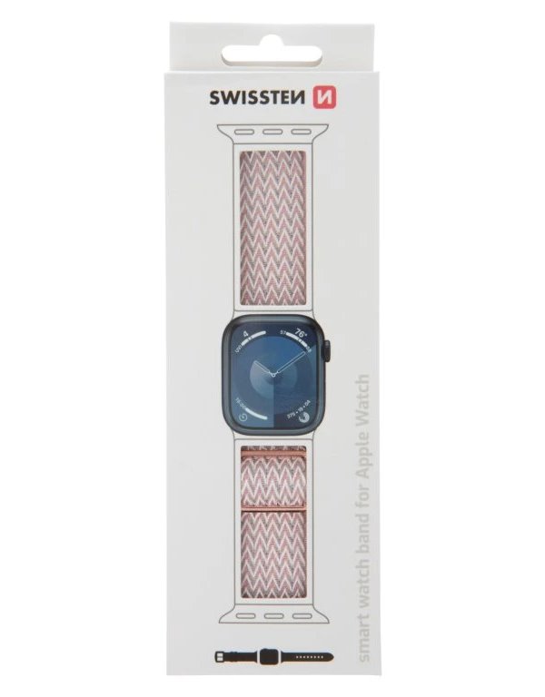 Swissten řemínek pro apple watch nylonový 42 / 44 / 45 / 49 mm růžový (se sponou)