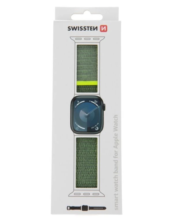 Swissten řemínek pro apple watch nylonový 42 / 44 / 45 / 49 mm zářivě zelený