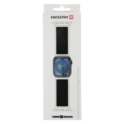 Swissten řemínek pro apple watch nylonový 42 / 44 / 45 / 49 mm černý (se sponou)