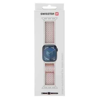 Swissten řemínek pro apple watch nylonový 42 / 44 / 45 / 49 mm růžový (se sponou)