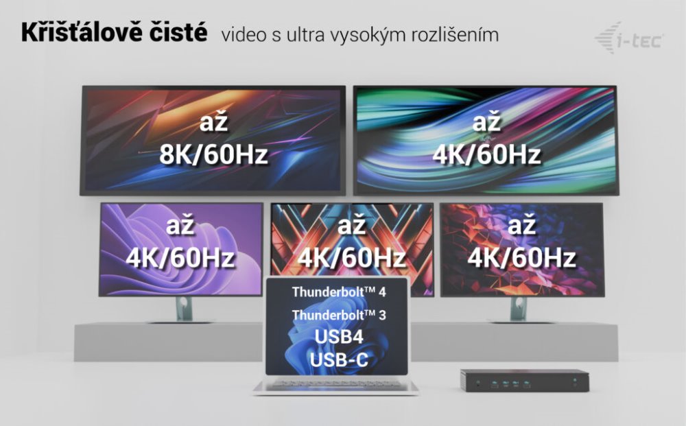 i-tec dokovací stanice Universal 5x 4K Display Docking Station, Power Delivery 100W