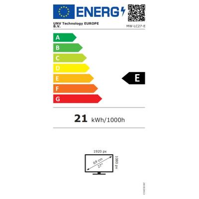 UNIVIEW 27" LED MW-LC27-E/ 1920x1080/ 4000:1/ 5ms/ 250 cd/m2/ HDMI/ VGA/ Černý