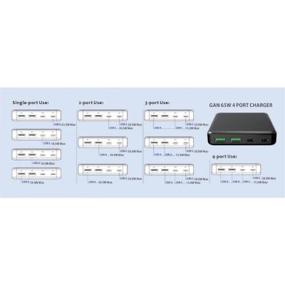 Swissten mini desktop adaptér gan 2x usb-c + 2xusb 65w power delivery černý
