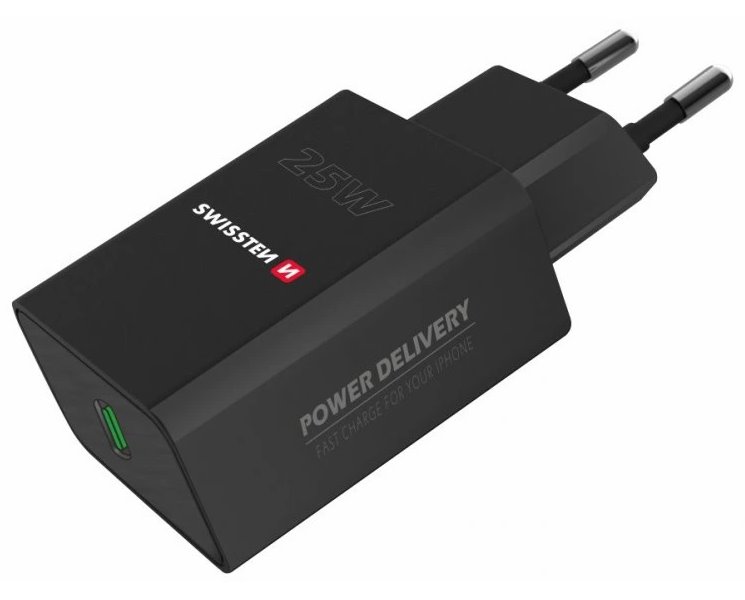 Swissten síťový adaptér pd 25w pro iphone a samsung černý