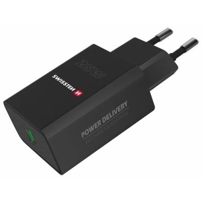 Swissten síťový adaptér pd 25w pro iphone a samsung černý