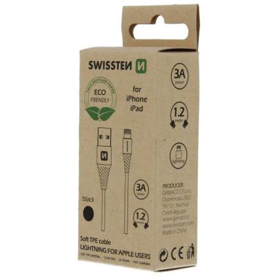 Swissten datový kabelusb/lightning černý 1,2m  (eco balení)