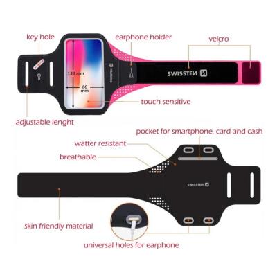 Swissten pouzdro armband case vel. 7,0" růžové