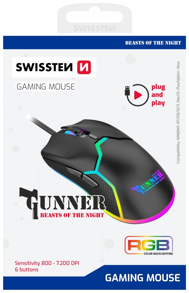Swissten herní myš gunner