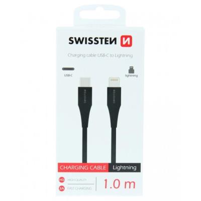 Swissten nabíjecí kabel usb-c / lightning 1,0 m černý