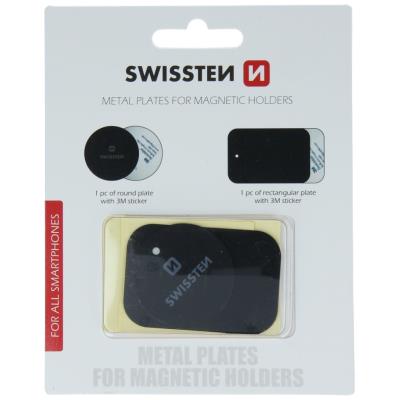 Swissten set kovový lepící štítek a podložka k magnetickým držákům do auta (retail pack)