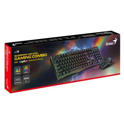 GENIUS GX GAMING Scorpion KM-GX6/ drátový set klávesnice s myší/ RGB podsvícení/ Copilot/ USB/ černá/ CZ+SK layout