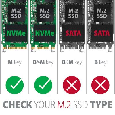 AXAGON box na M.2 NVMe SSD / EEM2-UB2 / USB-C / USB 3.2 Gen2 / černý / kabel 20cm USB-C na USB-C
