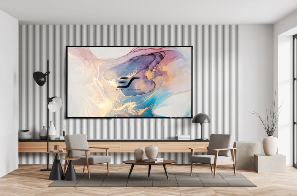 ELITE SCREENS plátno v pevném rámu 120" (304,8cm)/ 16:9/ 147,8×264cm/ gain 1,0/ AcousticPro UHD/ bezrámové