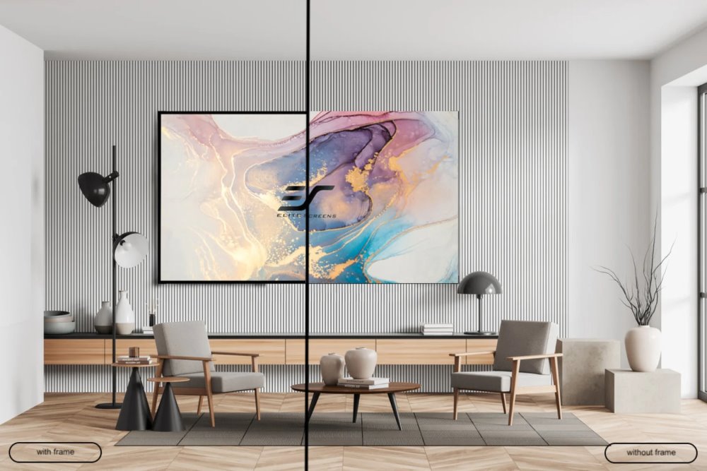 ELITE SCREENS plátno v pevném rámu 110" (279,4cm)/ 16:9/ 137×243,6cm/ gain 1.2/ CineGrey 3D/ bezrámové