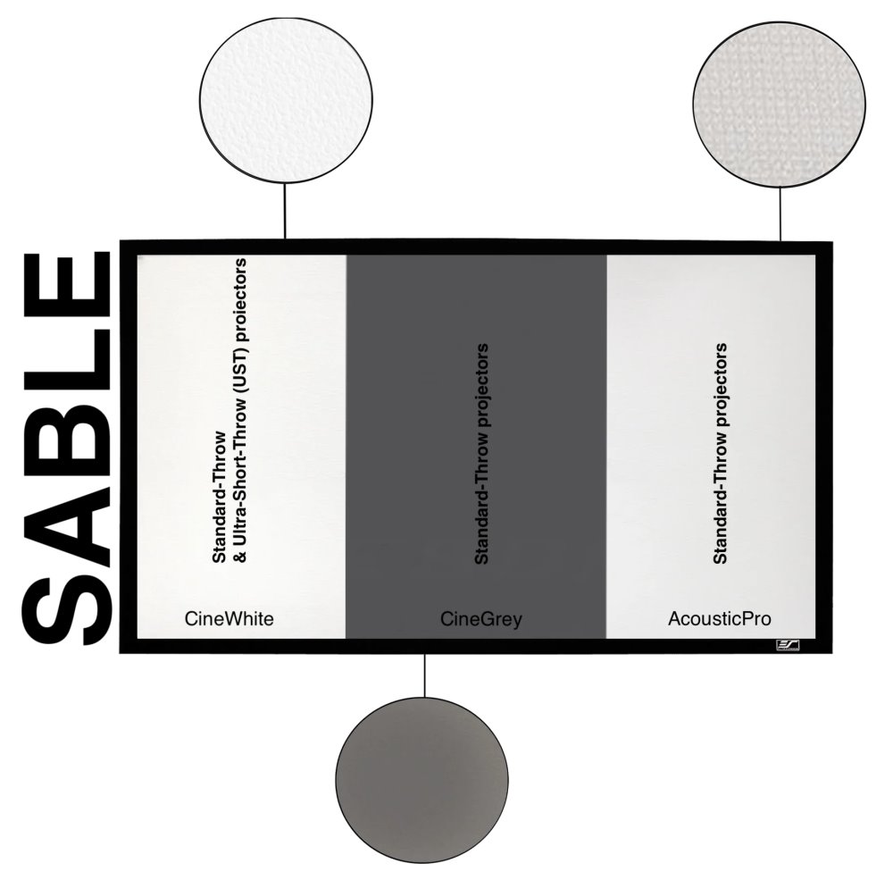 ELITE SCREENS plátno v pevném rámu 120" (304,8cm)/ 16:9/ 149,4×265,7cm/ gain 1.1/ rám černý 6cm