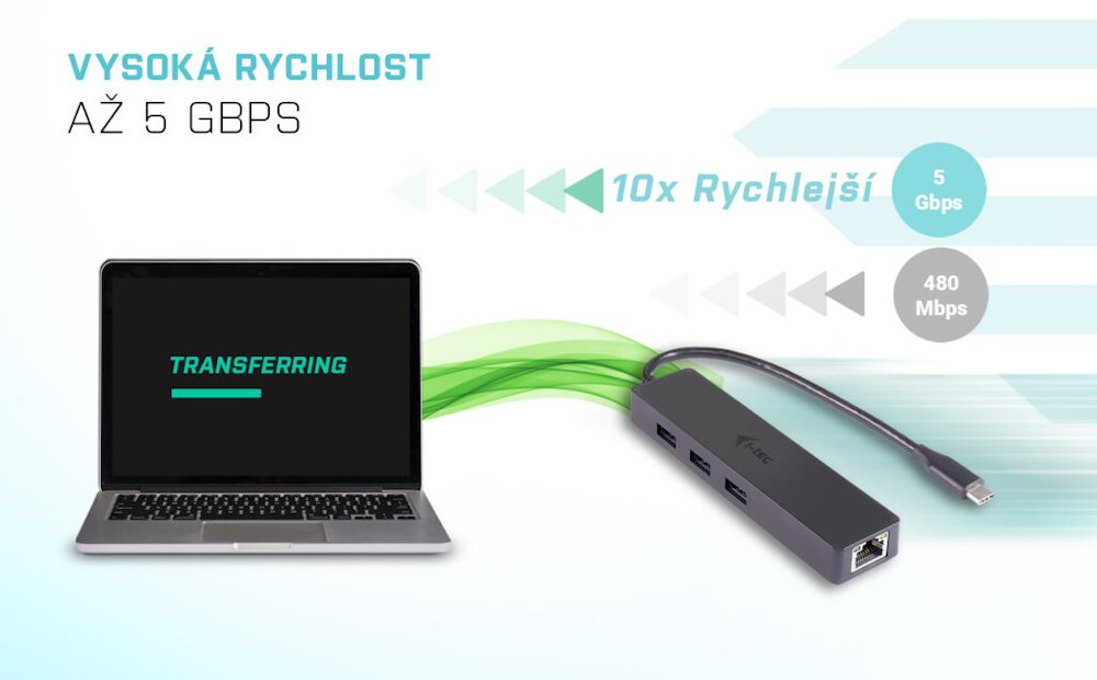 i-tec USB HUB ADVANCE/ 3 porty/ USB 3.0/ Gigabit Ethernet adaptér (RJ45)/ slim/ černý