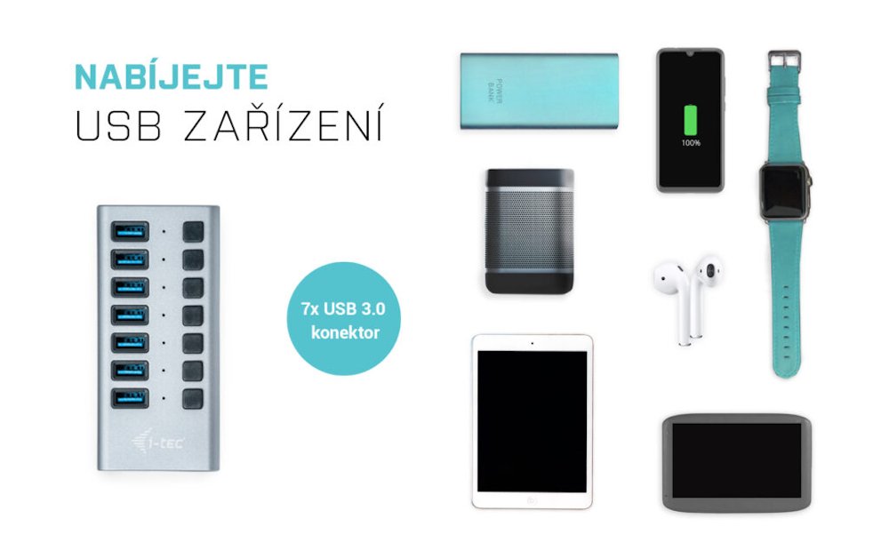 i-tec USB 3.0 nabíjecí HUB 10 Port + napájecí adaptér 48 W