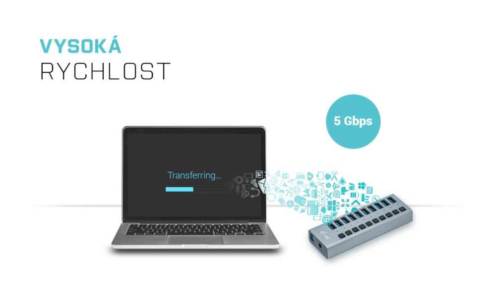 i-tec USB 3.0 nabíjecí HUB 10 Port + napájecí adaptér 48 W
