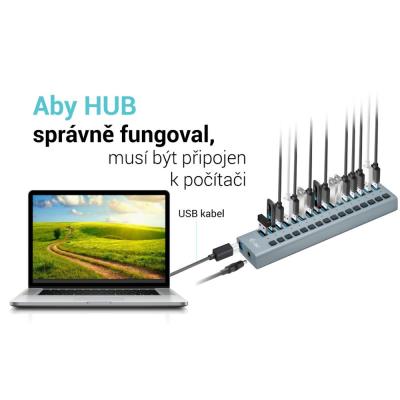 i-tec USB 3.0 nabíjecí HUB 16 Port + napájecí adaptér 90 W