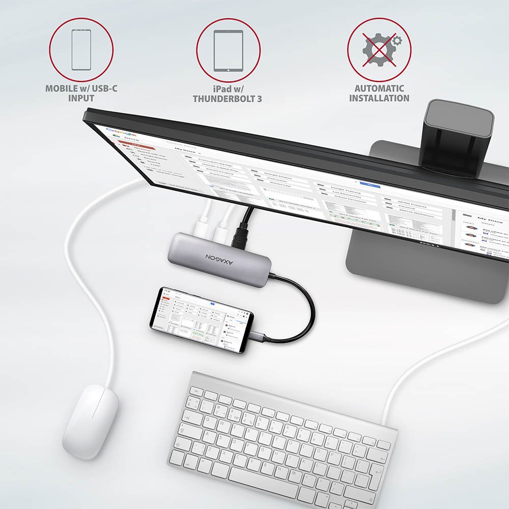 AXAGON hub USB-C / HMC-5 / USB 3.2 Gen1 / 1x USB-C / 2x USB-A / 1x HDMI / microSD/SD / 100W PD / 0,2m