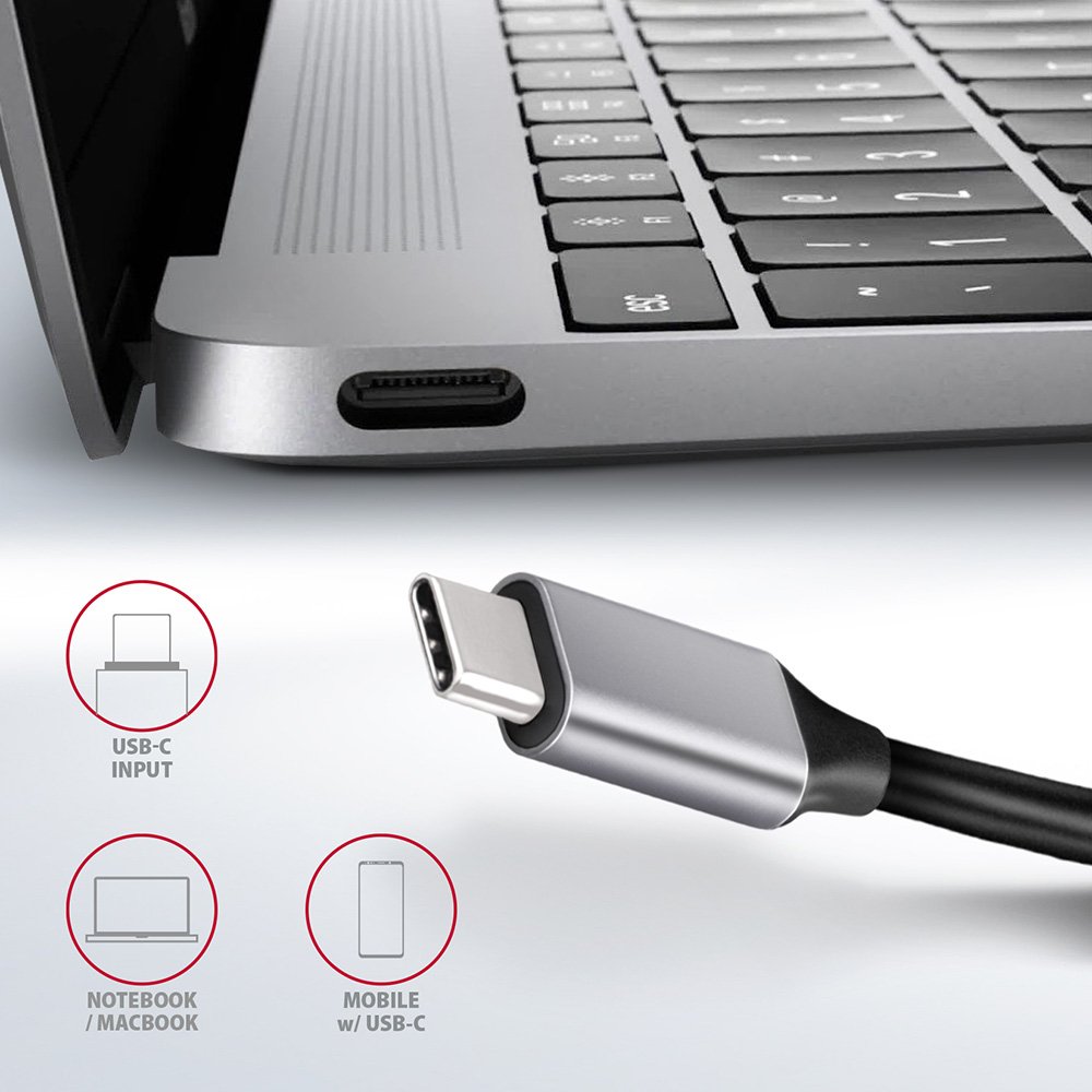 AXAGON hub USB-C / HMC-6GL / USB 3.2 Gen1 / 3x USB-A / HDMI / GLAN / 60W PD / 0,2m