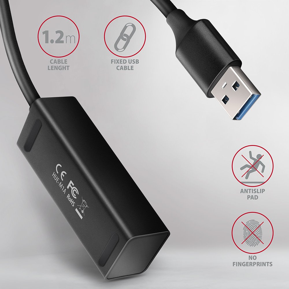 AXAGON MINI hub USB-A / HUE-M1AL / USB 3.2 Gen1 / 4x USB-A / kovové tělo / 1,2m
