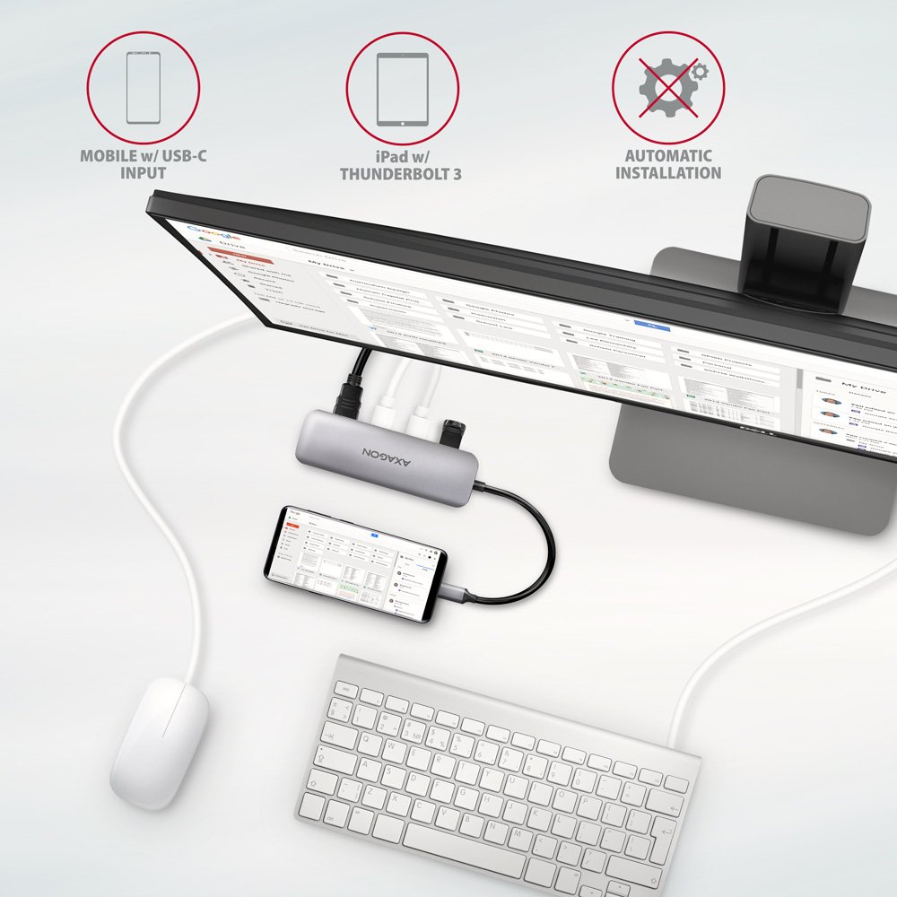 AXAGON hub USB-C 5v1 / HMC-HCR3A / USB 3.2 Gen1 / 3x USB-A / HDMI / MicroSD/SD / kovové tělo / 0,2m