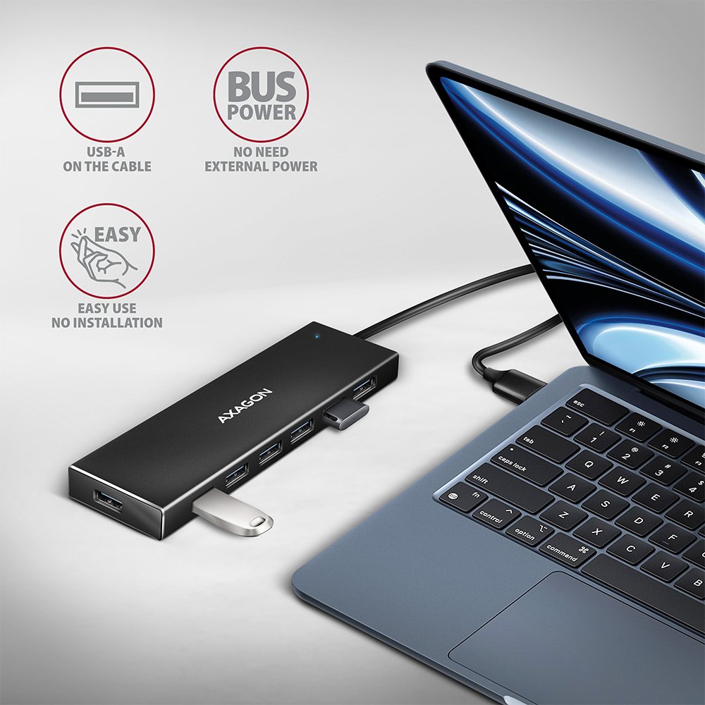 AXAGON hub USB-A / HUE-F7A / USB 3.2 Gen1 / 7x USB-A / hliníkové tělo / 1m