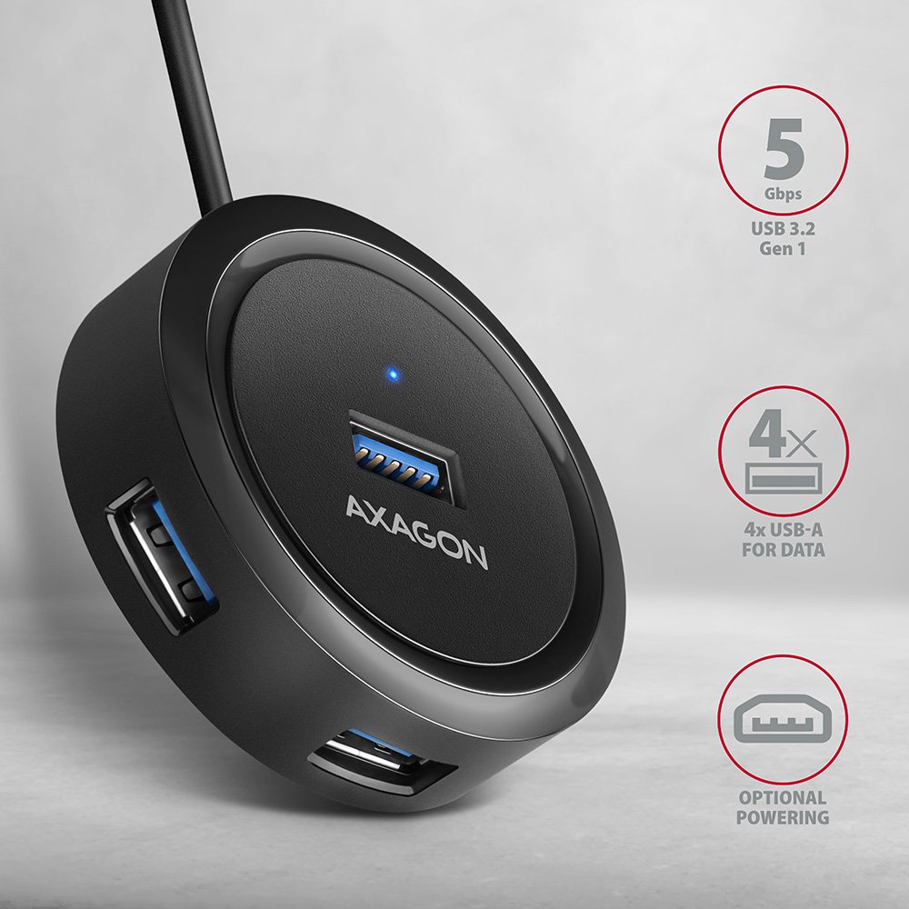AXAGON hub USB-A / HUE-P1A / USB 3.2 Gen1 / 4x USB-A / 0,3m