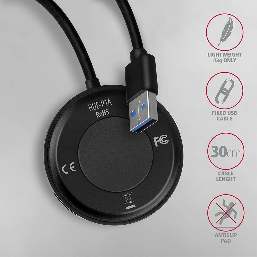 AXAGON hub USB-A / HUE-P1A / USB 3.2 Gen1 / 4x USB-A / 0,3m