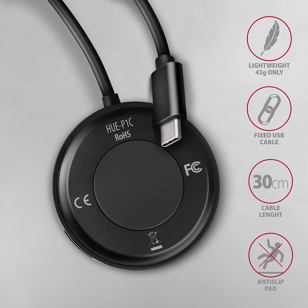 AXAGON hub USB-C / HUE-P1C / USB 3.2 Gen1 / 4x USB-A / 0,3m
