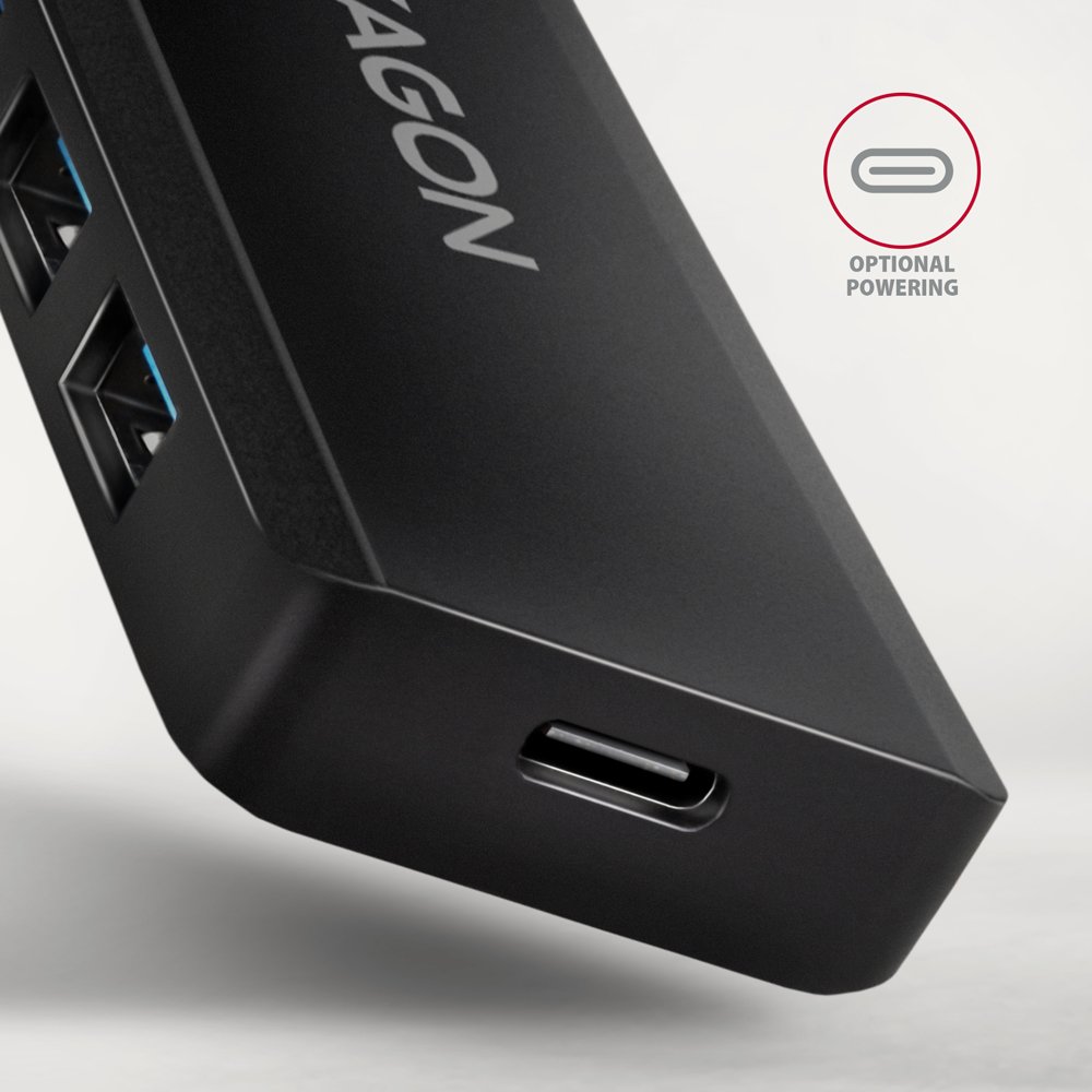 AXAGON cestovní hub USB-A / HUE-C1A / USB 3.2 Gen1 / 4x USB-A / 1x USB-C / 0,19m