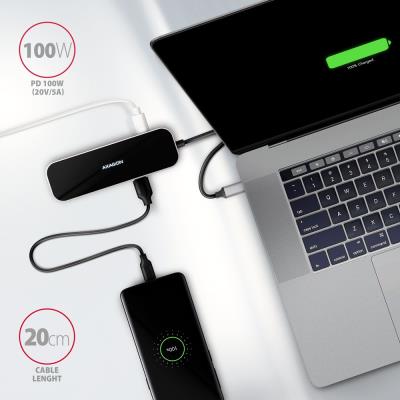 AXAGON hub USB-C / HMC-6GL / USB 3.2 Gen1 / 3x USB-A / HDMI / GLAN / 60W PD / 0,2m