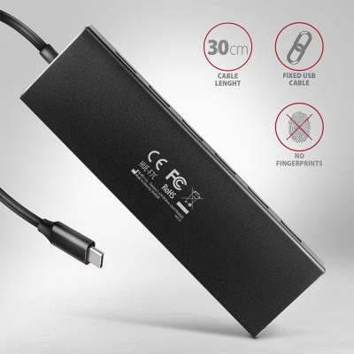 AXAGON hub USB-C / HUE-F7A / USB 3.2 Gen1 / 7x USB-A / hliníkové tělo / 0,3m