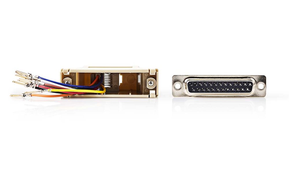 NEDIS serial adaptér/ zásuvka D-SUB 25-Pin - zásuvka RJ45/ poniklovaný/ slonovinová kost/ blistr