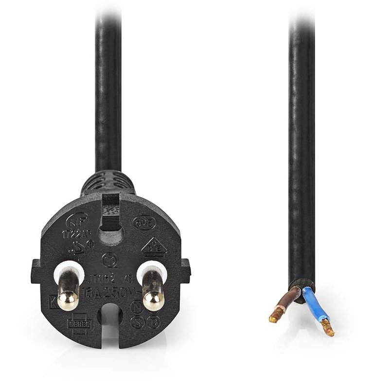 NEDIS napájecí kabel k vysavači/  CEE 7/17/ 250 V AC/ PVC/ černý/ bulk/ 10m