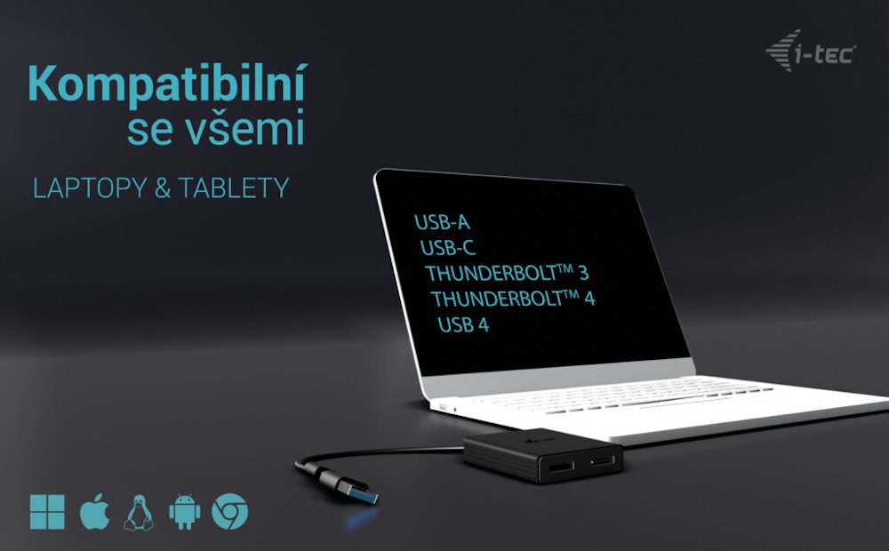 i-tec USB-A/USB-C Dual 4K DP video adaptér